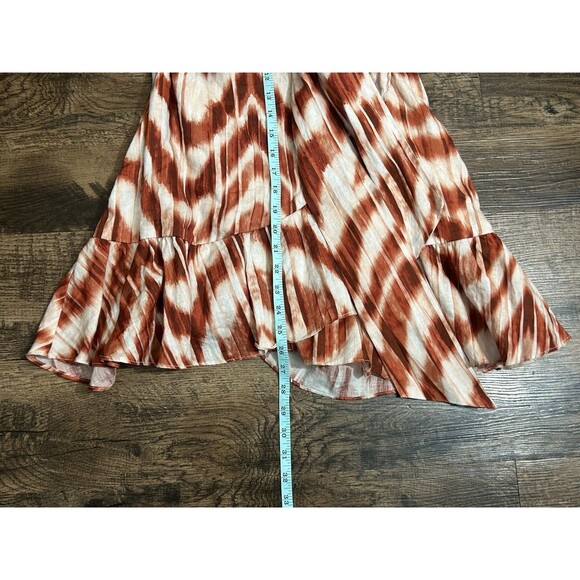 Banana Republic One Shoulder Dress Womens Size 4 Multi Linen‎ Ruffle Tie Waist - Picture 3 of 14